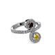 3 - Raene Red Garnet and Yellow Sapphire with Side Diamonds Bypass Ring 