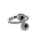 3 - Raene Red Garnet with Side Diamonds Bypass Ring 