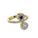 3 - Raene Blue Sapphire and Tanzanite with Side Diamonds Bypass Ring 