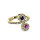 3 - Raene Blue Sapphire and Amethyst with Side Diamonds Bypass Ring 