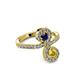 3 - Raene Blue and Yellow Sapphire with Side Diamonds Bypass Ring 