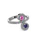 3 - Raene Pink and Blue Sapphire with Side Diamonds Bypass Ring 