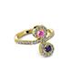 3 - Raene Pink and Blue Sapphire with Side Diamonds Bypass Ring 