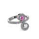 3 - Raene Pink and White Sapphire with Side Diamonds Bypass Ring 