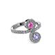 3 - Raene Pink Sapphire and Tanzanite with Side Diamonds Bypass Ring 