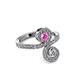 3 - Raene Pink Sapphire and Diamond with Side Diamonds Bypass Ring 