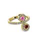 3 - Raene Pink Sapphire and Ruby with Side Diamonds Bypass Ring 