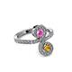 3 - Raene Pink Sapphire and Citrine with Side Diamonds Bypass Ring 