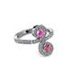 3 - Raene Pink Sapphire and Rhodolite Garnet with Side Diamonds Bypass Ring 
