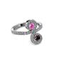 3 - Raene Pink Sapphire and Red Garnet with Side Diamonds Bypass Ring 
