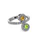 3 - Raene Citrine and Peridot with Side Diamonds Bypass Ring 