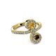 3 - Raene Citrine and Red Garnet with Side Diamonds Bypass Ring 