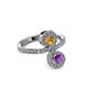 3 - Raene Citrine and Amethyst with Side Diamonds Bypass Ring 