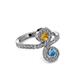 3 - Raene Citrine and Blue Topaz with Side Diamonds Bypass Ring 