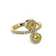 3 - Raene Citrine and Yellow Sapphire with Side Diamonds Bypass Ring 