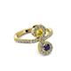 3 - Raene Yellow and Blue Sapphire with Side Diamonds Bypass Ring 