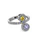 3 - Raene Yellow Sapphire and Tanzanite with Side Diamonds Bypass Ring 