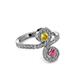 3 - Raene Yellow Sapphire and Rhodolite Garnet with Side Diamonds Bypass Ring 