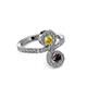 3 - Raene Yellow Sapphire and Red Garnet with Side Diamonds Bypass Ring 