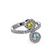 3 - Raene Yellow Sapphire and Aquamarine with Side Diamonds Bypass Ring 