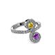 3 - Raene Yellow Sapphire and Amethyst with Side Diamonds Bypass Ring 