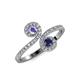 4 - Raene Tanzanite and Blue Sapphire with Side Diamonds Bypass Ring 