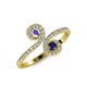4 - Raene Tanzanite and Blue Sapphire with Side Diamonds Bypass Ring 