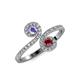 4 - Raene Tanzanite and Ruby with Side Diamonds Bypass Ring 
