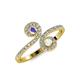 4 - Raene Tanzanite and White Sapphire with Side Diamonds Bypass Ring 