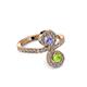 3 - Raene Tanzanite and Peridot with Side Diamonds Bypass Ring 