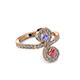 3 - Raene Tanzanite and Rhodolite Garnet with Side Diamonds Bypass Ring 