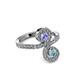 3 - Raene Tanzanite and Aquamarine with Side Diamonds Bypass Ring 