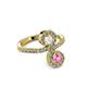 3 - Raene White and Pink Sapphire with Side Diamonds Bypass Ring 