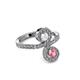 3 - Raene White Sapphire and Pink Tourmaline with Side Diamonds Bypass Ring 