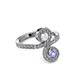 3 - Raene White Sapphire and Tanzanite with Side Diamonds Bypass Ring 