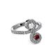 3 - Raene White Sapphire and Ruby with Side Diamonds Bypass Ring 