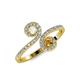 4 - Raene White Sapphire and Citrine with Side Diamonds Bypass Ring 