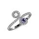 4 - Raene White Sapphire and Iolite with Side Diamonds Bypass Ring 