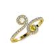4 - Raene White and Yellow Sapphire with Side Diamonds Bypass Ring 