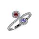 4 - Raene Ruby and Tanzanite with Side Diamonds Bypass Ring 