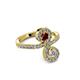 3 - Raene Ruby and Diamond with Side Diamonds Bypass Ring 