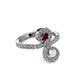 3 - Raene Ruby and White Sapphire with Side Diamonds Bypass Ring 