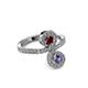 3 - Raene Ruby and Iolite with Side Diamonds Bypass Ring 