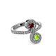 3 - Raene Ruby and Peridot with Side Diamonds Bypass Ring 