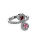 3 - Raene Ruby and Rhodolite Garnet with Side Diamonds Bypass Ring 