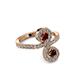 3 - Raene Ruby and Red Garnet with Side Diamonds Bypass Ring 