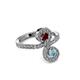 3 - Raene Ruby and Aquamarine with Side Diamonds Bypass Ring 