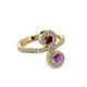 3 - Raene Ruby and Amethyst with Side Diamonds Bypass Ring 