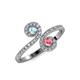 4 - Raene Aquamarine and Pink Tourmaline with Side Diamonds Bypass Ring 
