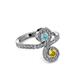 3 - Raene Aquamarine and Yellow Sapphire with Side Diamonds Bypass Ring 